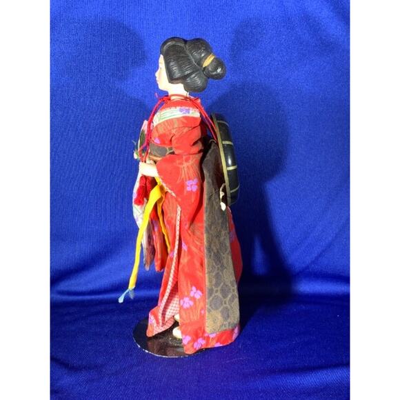 Vintage Porcelain Japanese Geisha Doll Authentic Cloth Dress - Picture 3 of 11